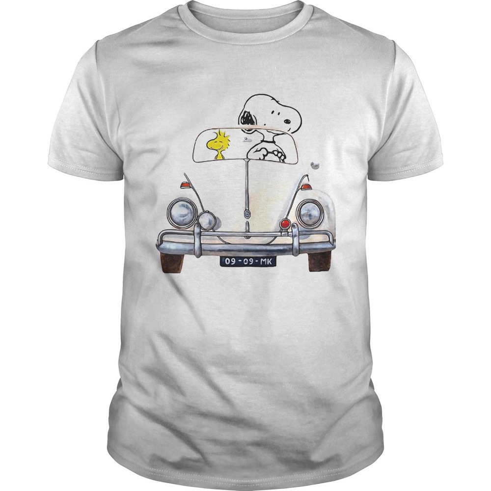 Snoopy And Woodstock Driving Volkswagen Beetle Shirt